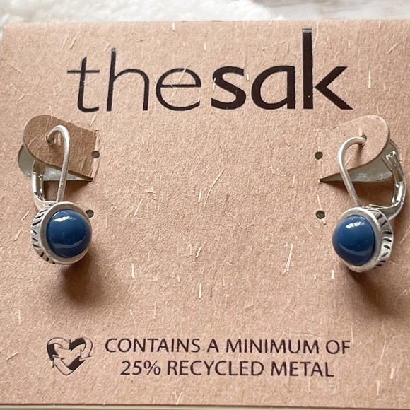 ❌SOLD❌The Sak Drop Earrings Silver Tone Blue Center New - Picture 4 of 8